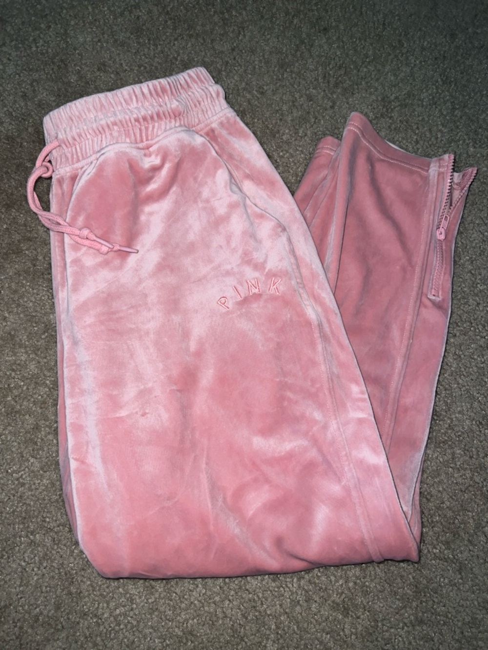 PINK Victoria's Secret Velour Joggers in Light Pink